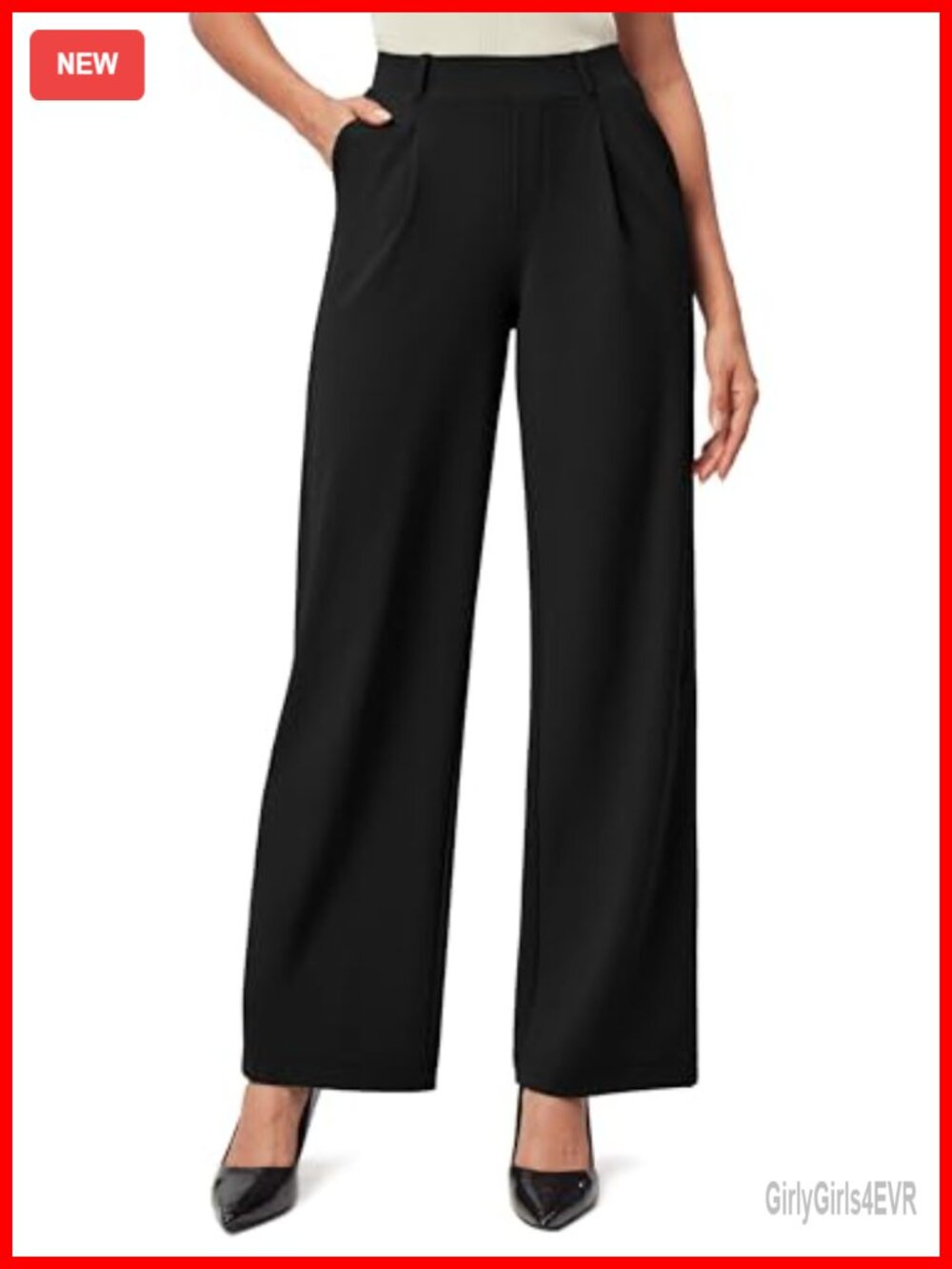 Stretchy Wide Leg Work Pants High Waisted Pull On